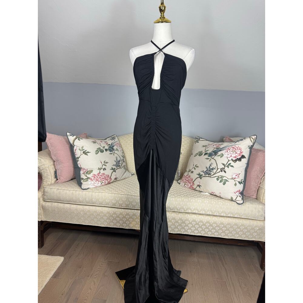 🖤 REISS Thalia Black Sculpted Jersey Mix Bodycon Dress Size 8 NWT - Picture 6 of 14